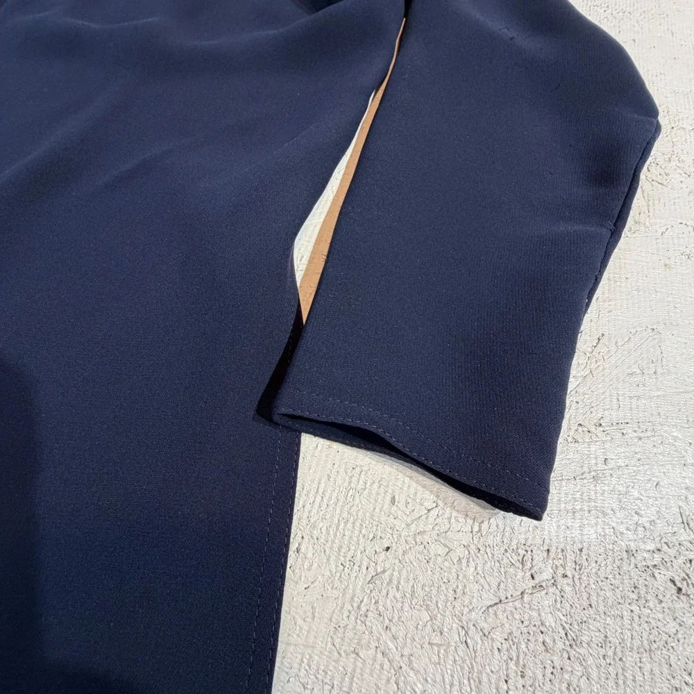 Vintage Zoran Silk Cardigan One Size Navy Open Front Side Slits READ